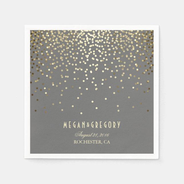 Gold Confetti Wedding Serviette (Vorderseite)