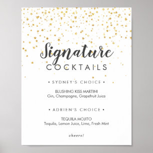 Gold Confetti Wedding Signature Cocktails Zeichen Poster