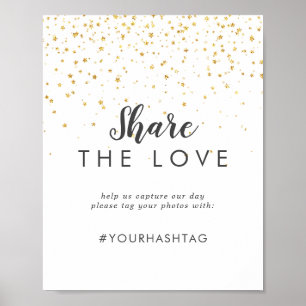Gold Confetti Wedding Teilen Sie die Liebe-Zeichen Poster
