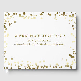 Gold Confetti Weißes Elegantes Hochzeitsslima Gästebuch