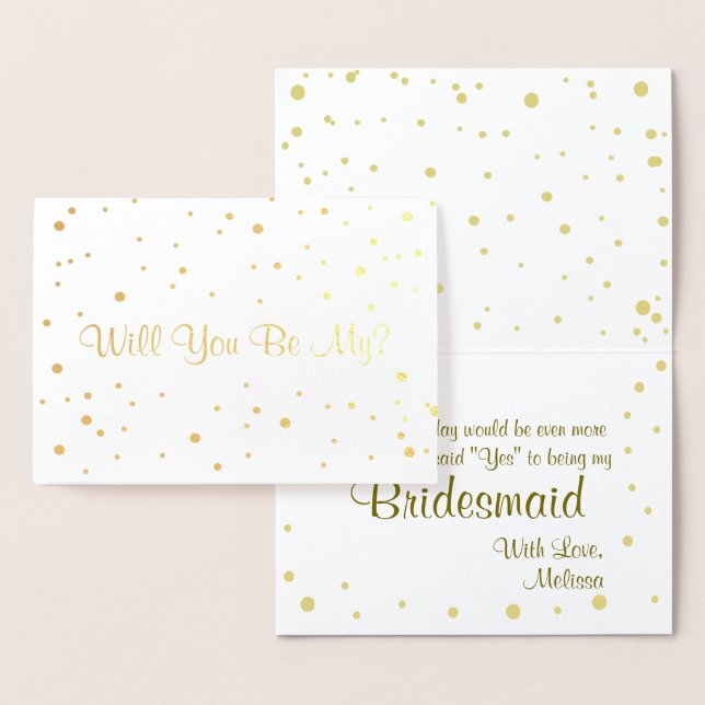 Gold Confetti Werden Sie meine Bridesmaid? Folienkarte (Anzeige)