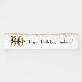 Gold Confetti White 50 & Fabulous Happy Geburtstag Banner