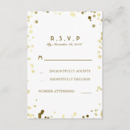 Gold Confetti White Elegante Wedding RSVP Cards Karte