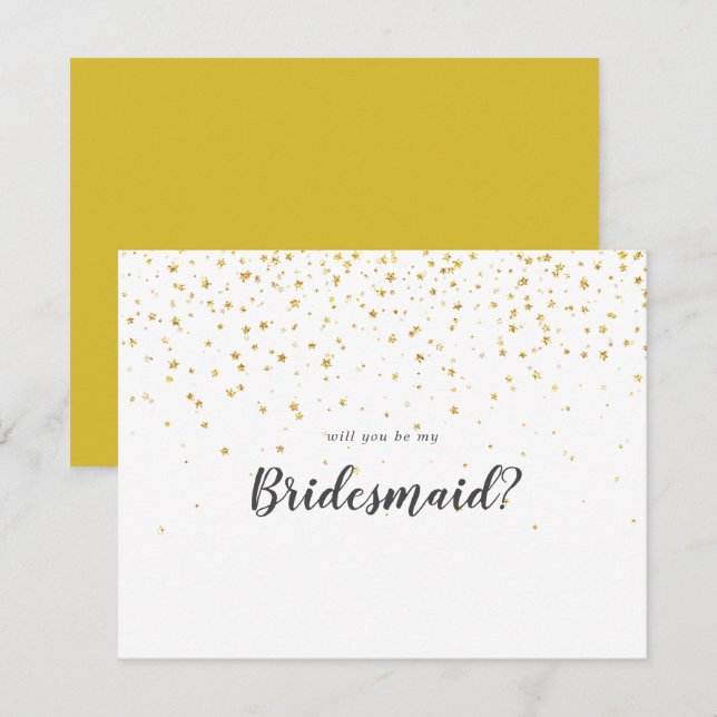 Gold Confetti wird meine Bridesmaid Note Card sein Mitteilungskarte (Vorne/Hinten)