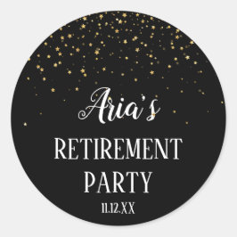 Gold Confetti zu Black Rtirement-Umschlag Aufklebe Runder Aufkleber