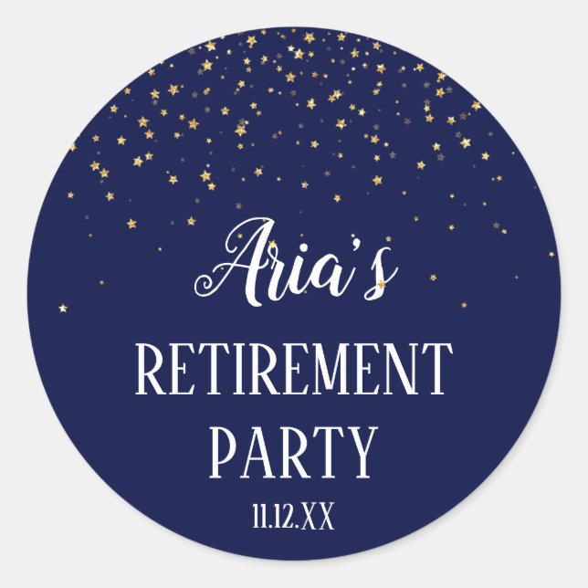 Gold Confetti zu Navy Blue Umschlag Aufklebern Runder Aufkleber (Vorderseite)