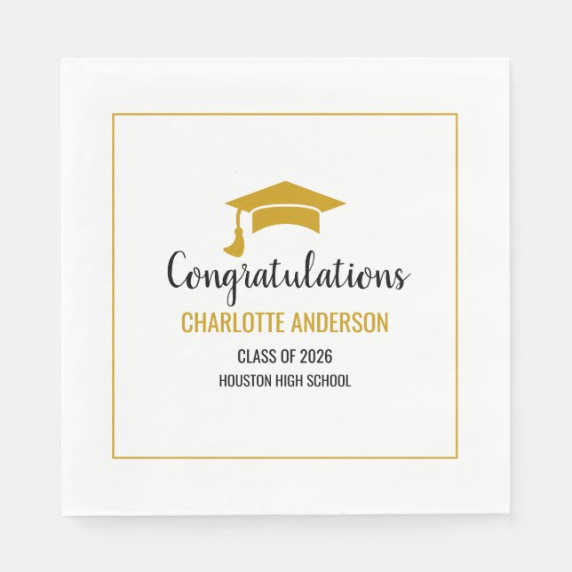Gold Congrats Graduation Serviette (Vorderseite)