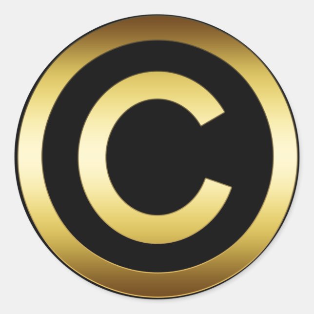 GOLD COPYRIGHT SYMBOL RUNDER AUFKLEBER (Vorderseite)