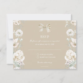 Gold Coquette Bow Floral Wedding RSVP Karte