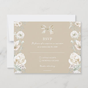 Gold Coquette Bow Floral Wedding RSVP Karte