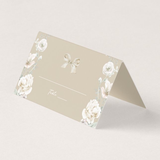 Gold Coquette Bow Floral Wedding Tischnummer (Vorderseite)