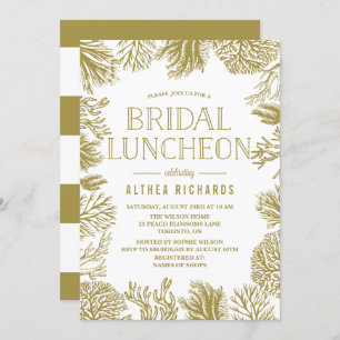 Gold Corals Frame Bridal Luncheon Einladung