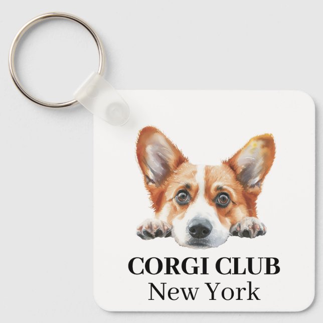 Gold Corgi Custom Club Thema Schlüsselanhänger (Vorderseite)