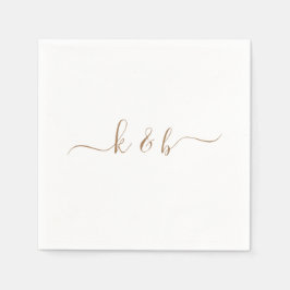 Gold Couple Initials Skript in White Swash Serviette
