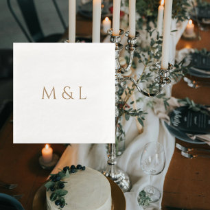 Gold Couple Initials Wedding Serviette