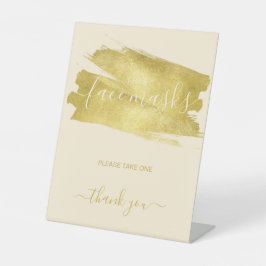 Gold Covid Free Face Mask Wedding Party Pedestal Sockelschild