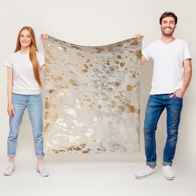 Gold Cowhide Print Metallic Fleecedecke (Beispiel)