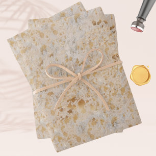 Gold Cowhide Print Metallic Geschenkpapier Set