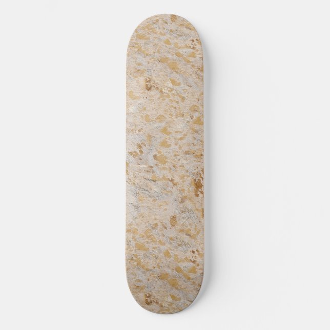Gold Cowhide Print Metallic Minimaler Western Skateboard (Vorderseite)