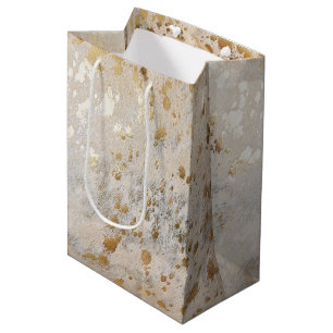 Gold Cowhide Print Metallic Mittlere Geschenktüte