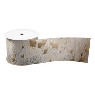 Gold Cowhide Print Metallic Satinband
