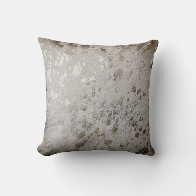 Gold Cowhide Print Metallic Scatter-Kissen Kissen (Vorderseite)