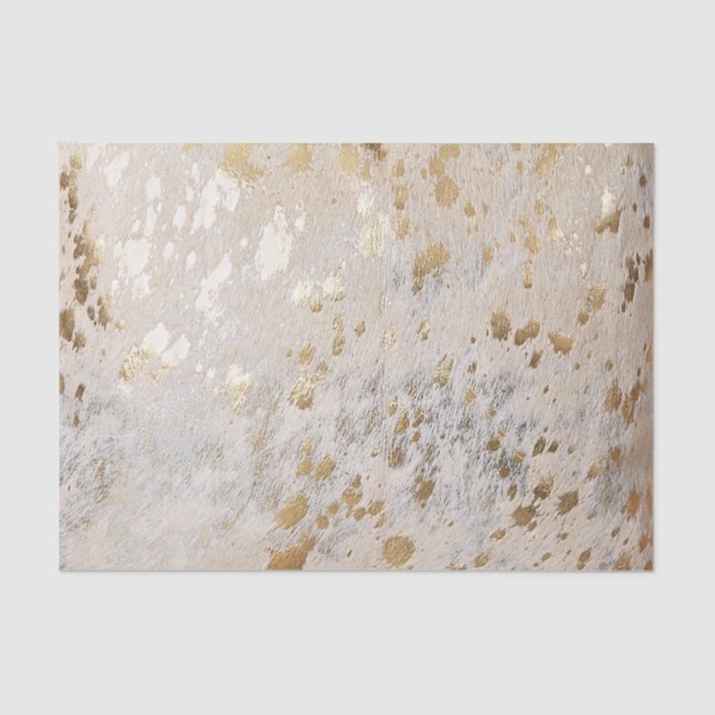 Gold Cowhide Print Metallic Seidenpapier (Vorderseite)