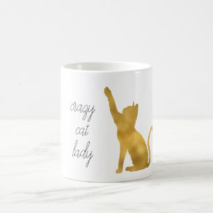 Gold Crazy Cat Lady Tasse