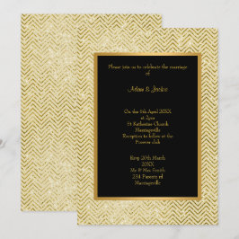 GOLD CREAM BLACK ZICKZACK WEDING INVITATION EINLADUNG