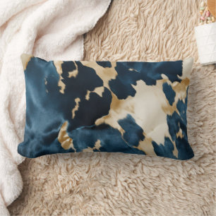 Gold Cream Blue Cowhide Lendenkissen