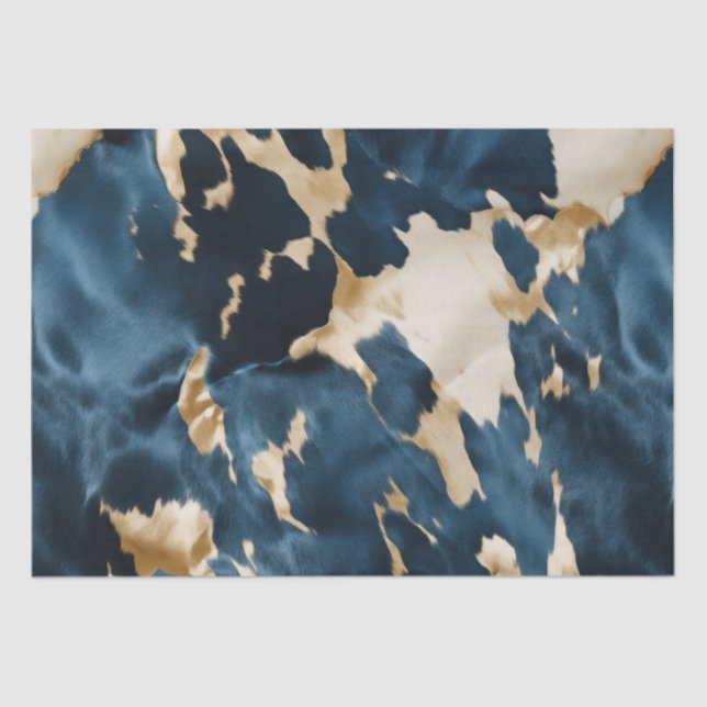 Gold Cream Blue Cowhide Seidenpapier (Vorderseite)
