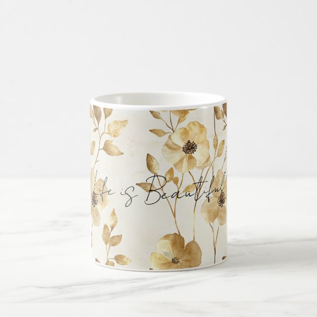 Gold Cream Flowers Kaffeetasse (Mittel)