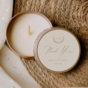Gold & Cream Gefälligkeitsaufkleber Hochzeit Danke Runder Aufkleber