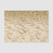 Gold Cream Glitzy Glitzer Zebra Print     