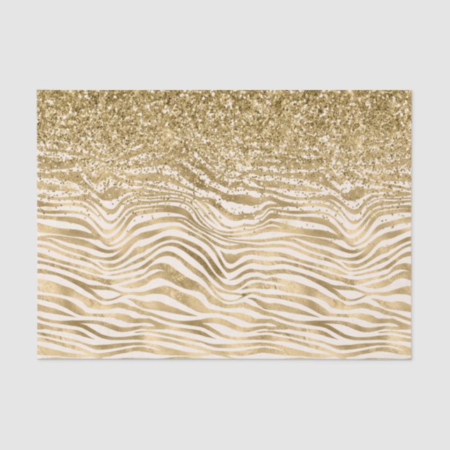 Gold Cream Glitzy Glitzer Zebra Print      Seidenpapier (Vorderseite)