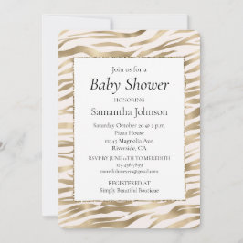 Gold Cream Zebra Print Einladung