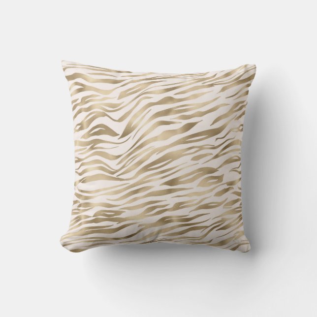 Gold Cream Zebra Print          Kissen (Vorderseite)