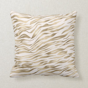 Gold Cream Zebra Print          Kissen
