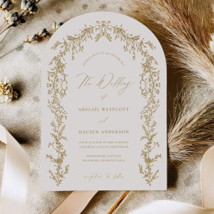 Gold & Creme Arched Wedding Einladungskarte Einladung