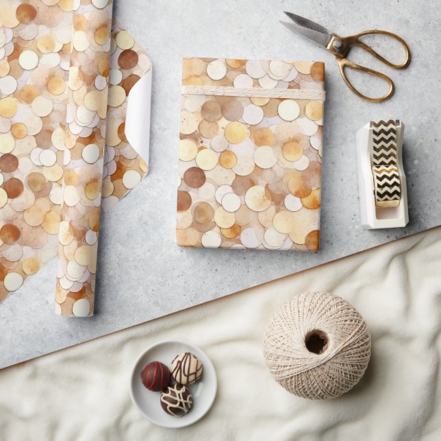 Gold Creme Braun Münzkreise Geschenkpapier (Kunsthandwerk)