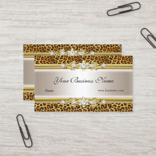 Gold Creme Leopard Schwarz Juwel Look Bild Visitenkarte
