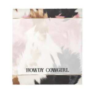 Gold Creme Pink Black Cowgirl Cowhide Notizblock