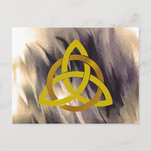Gold Creme Trinity Knot Celtic Watercolor Postkarte (Vorderseite)