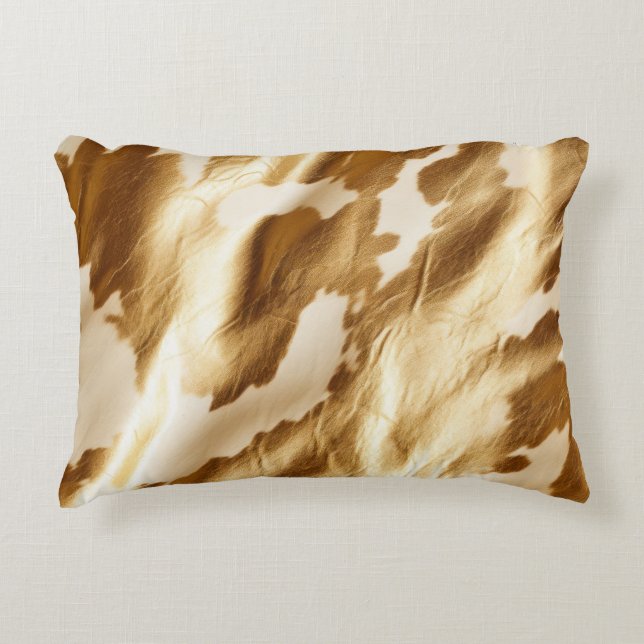 Gold Creme Western Cowhide Dekokissen (Vorderseite)