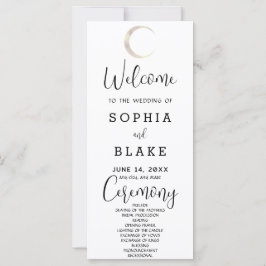 Gold Crescent Moon Celestial White Wedding Program