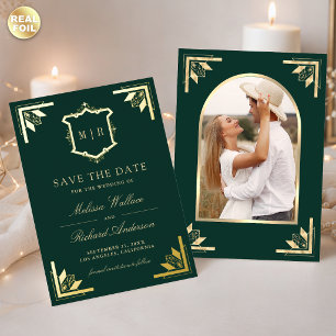 Gold Crest Smaragdgrüne Hochzeit - Heiratsantrag Folieneinladung