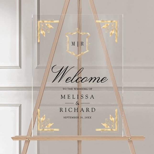Gold Crest Wedding Welcome Acrylschild (Von Creator hochgeladen)