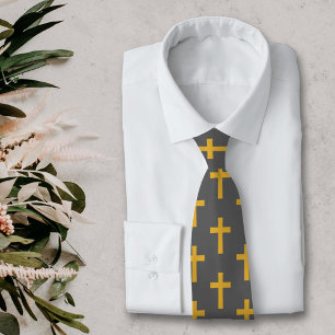 Gold Cross auf Black Neck Tie Krawatte
