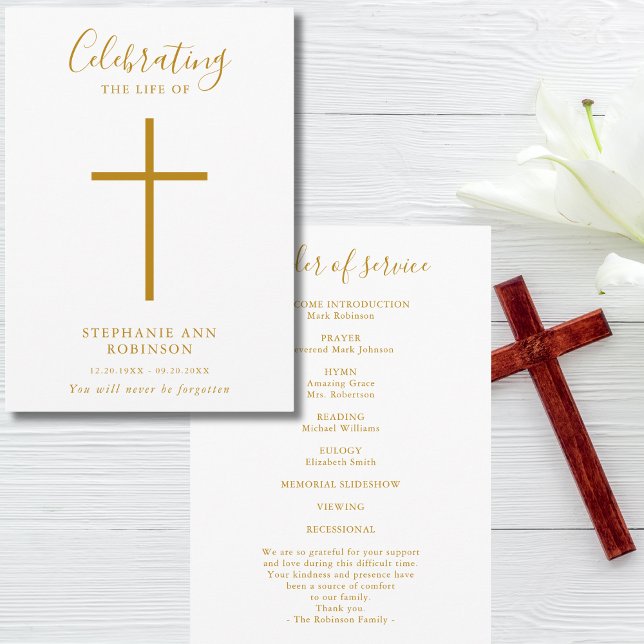 Gold Cross Celebration of Life Order of Service Programm (Von Creator hochgeladen)