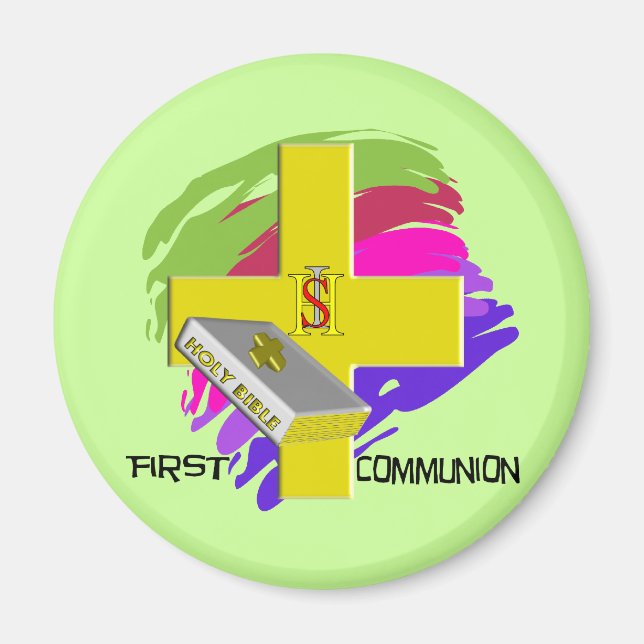 GOLD CROSS-Design der ersten Communion Magnet (Vorne)